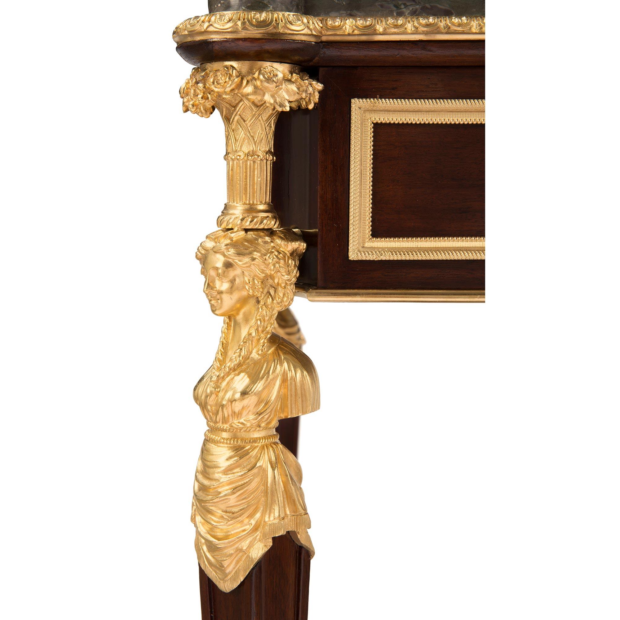 French 19th Century Mahogany, Ormolu and Marble Table, Attributed to Dasson For Sale 2