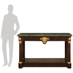 French 19th century Mahogany, Ormolu and Vert de Patricia marble console