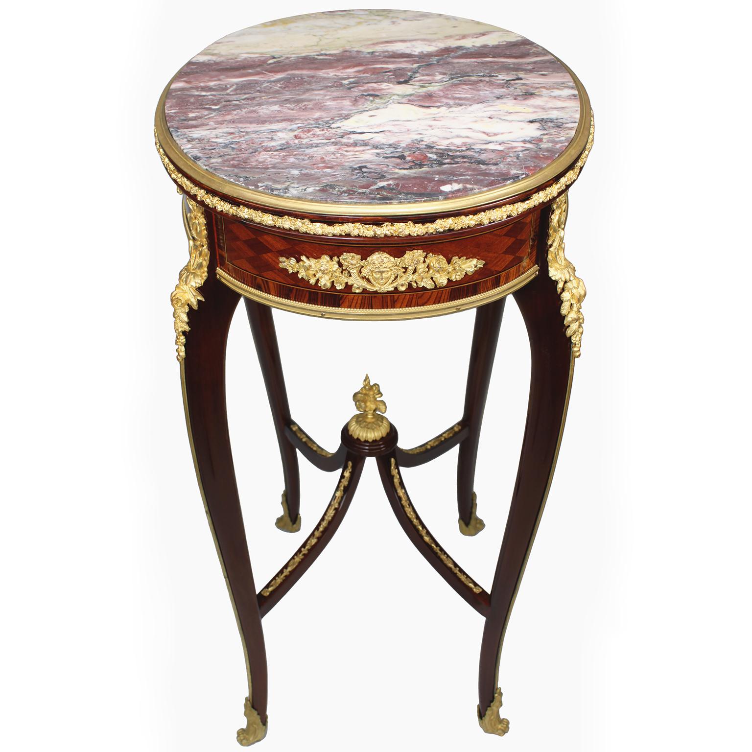 Louis XV French 19th Century Mahogany & Ormolu Mounted Side Table, Attr. François Linke  For Sale