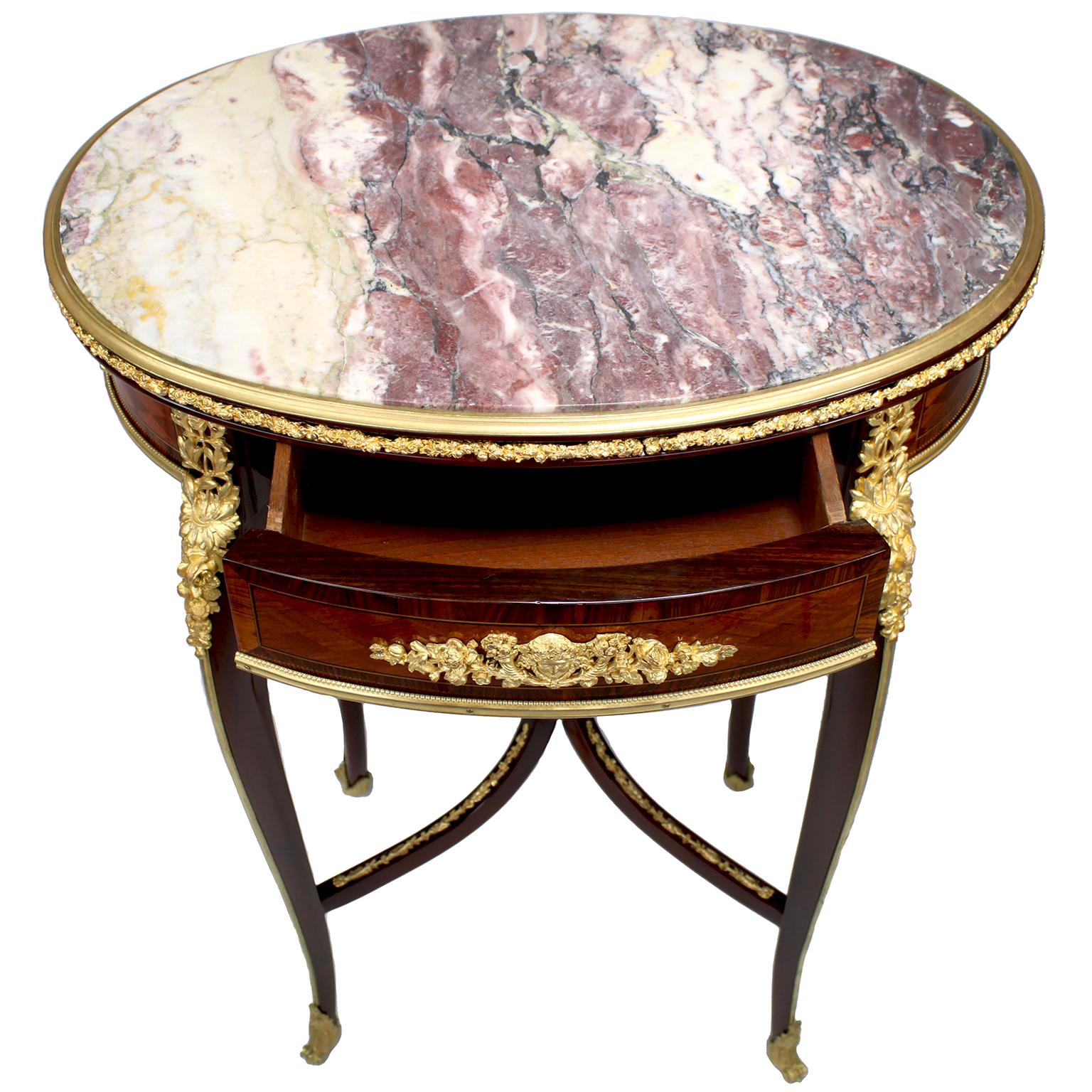 Gilt French 19th Century Mahogany & Ormolu Mounted Side Table, Attr. François Linke  For Sale