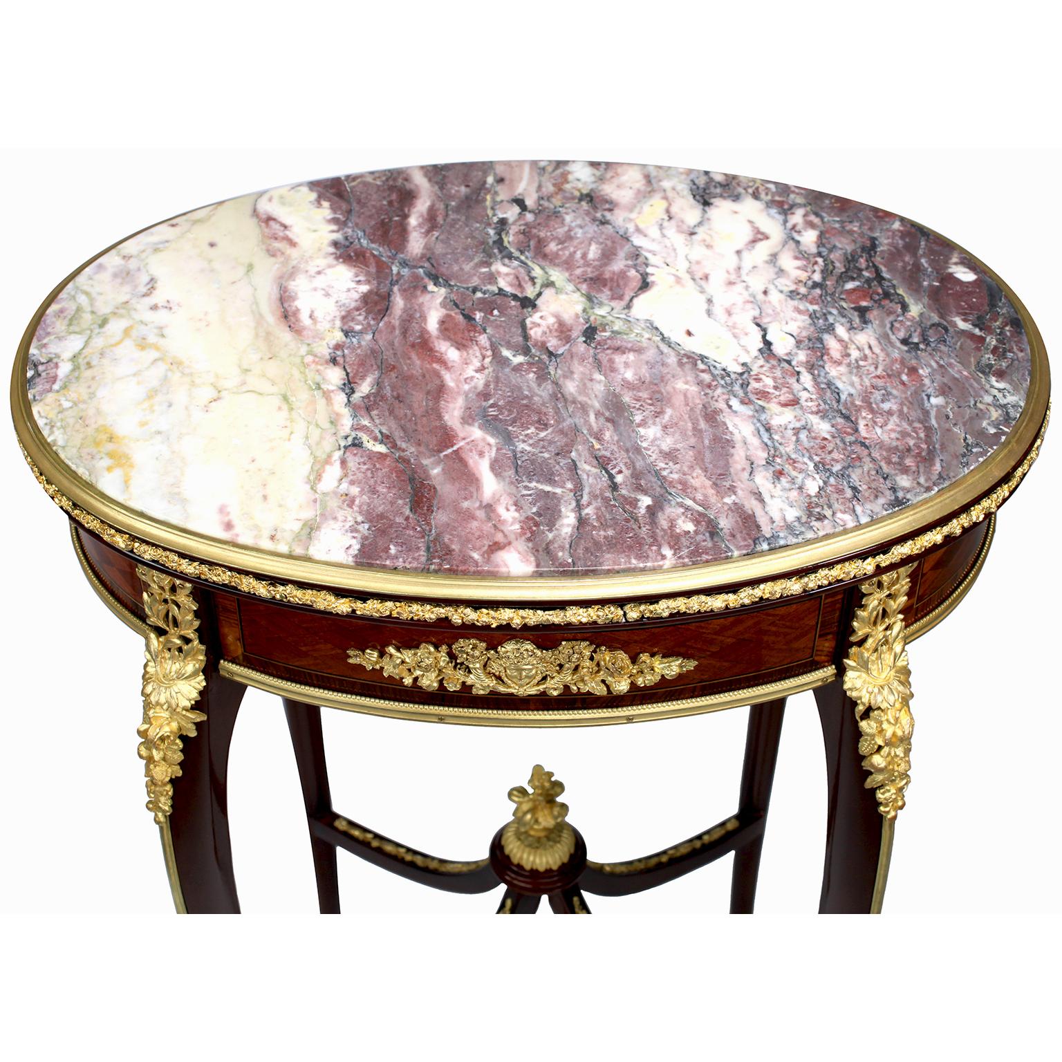 French 19th Century Mahogany & Ormolu Mounted Side Table, Attr. François Linke  In Good Condition For Sale In Los Angeles, CA