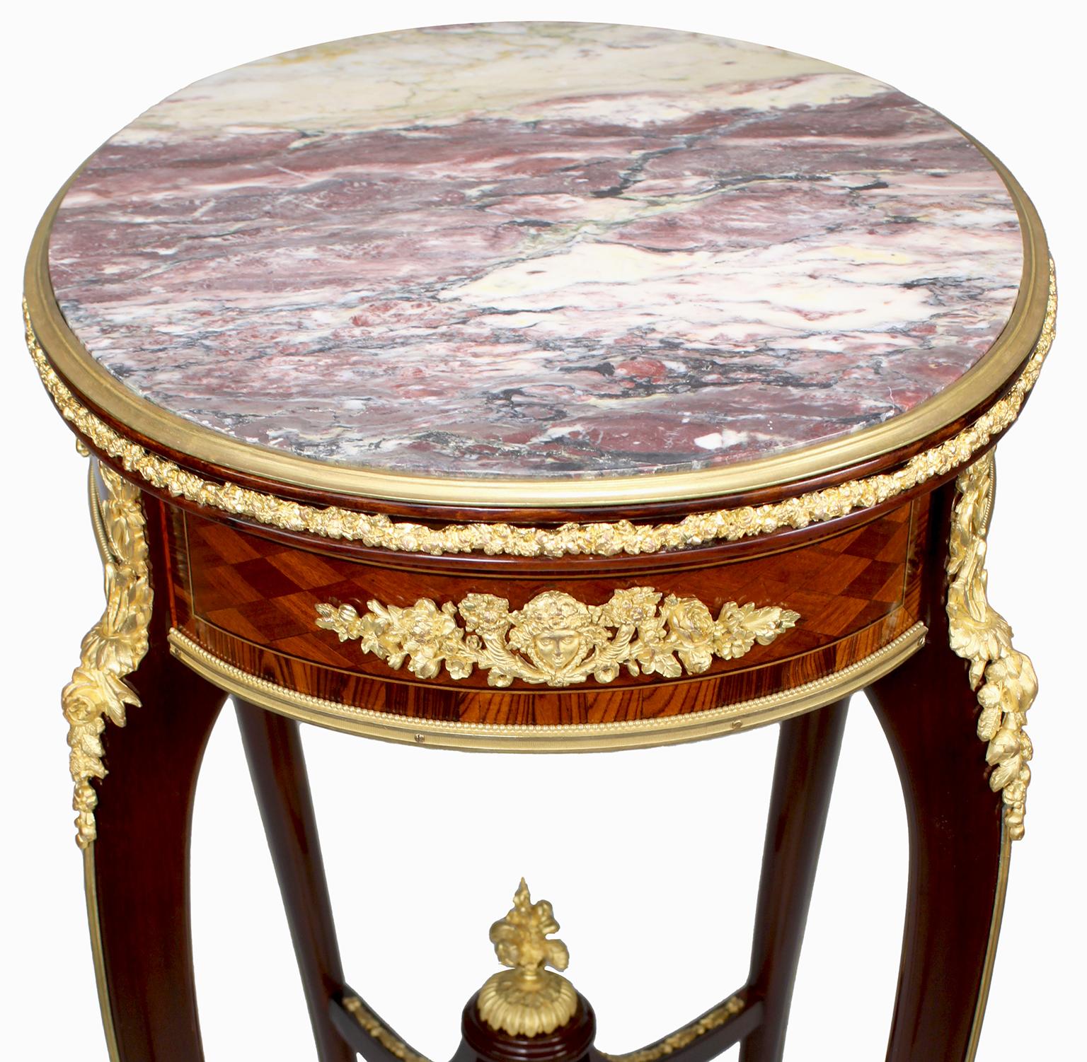 Early 20th Century French 19th Century Mahogany & Ormolu Mounted Side Table, Attr. François Linke  For Sale
