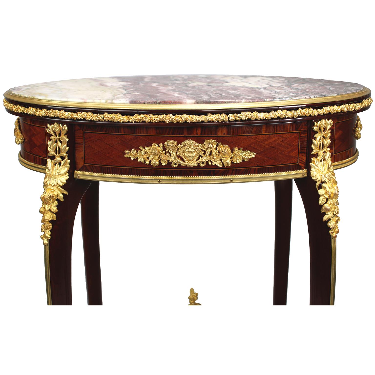 Bronze French 19th Century Mahogany & Ormolu Mounted Side Table, Attr. François Linke  For Sale