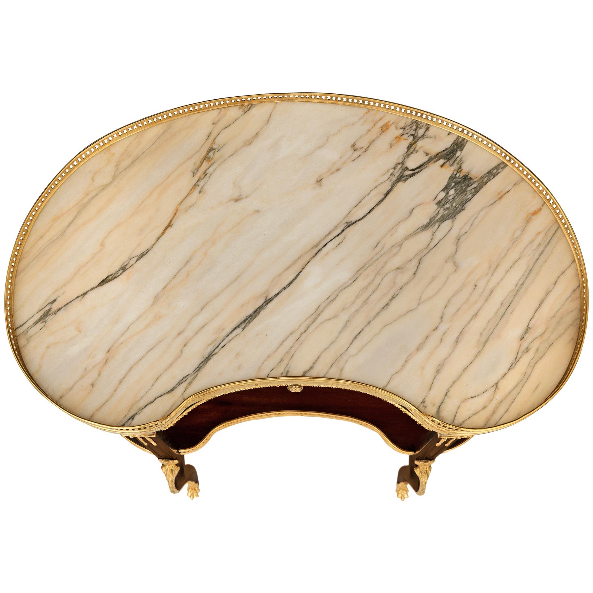 French 19th century Mahogany, Ormolu, Sévres Porcelain, and marble side table For Sale 7
