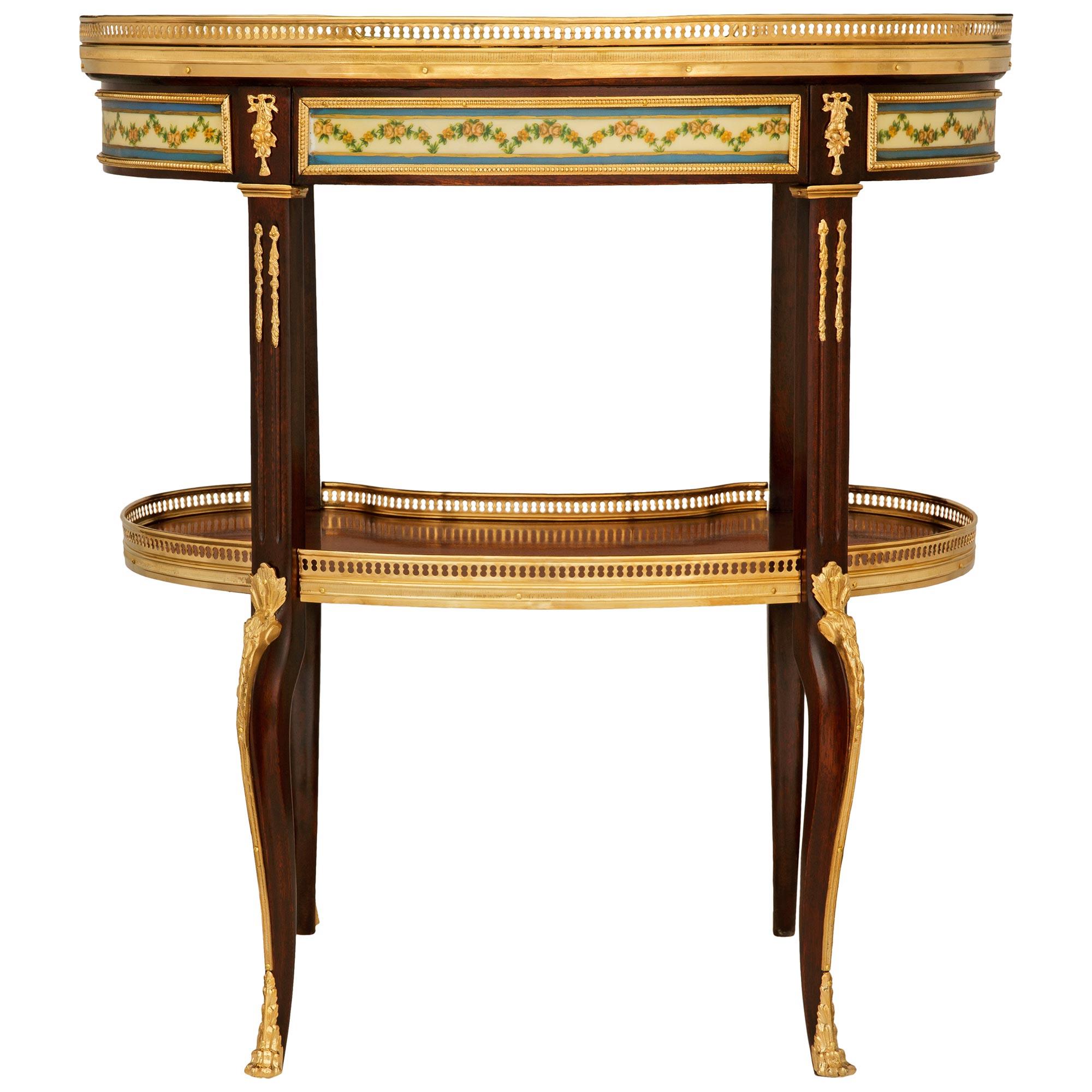 French 19th century Mahogany, Ormolu, Sévres Porcelain, and marble side table For Sale 2