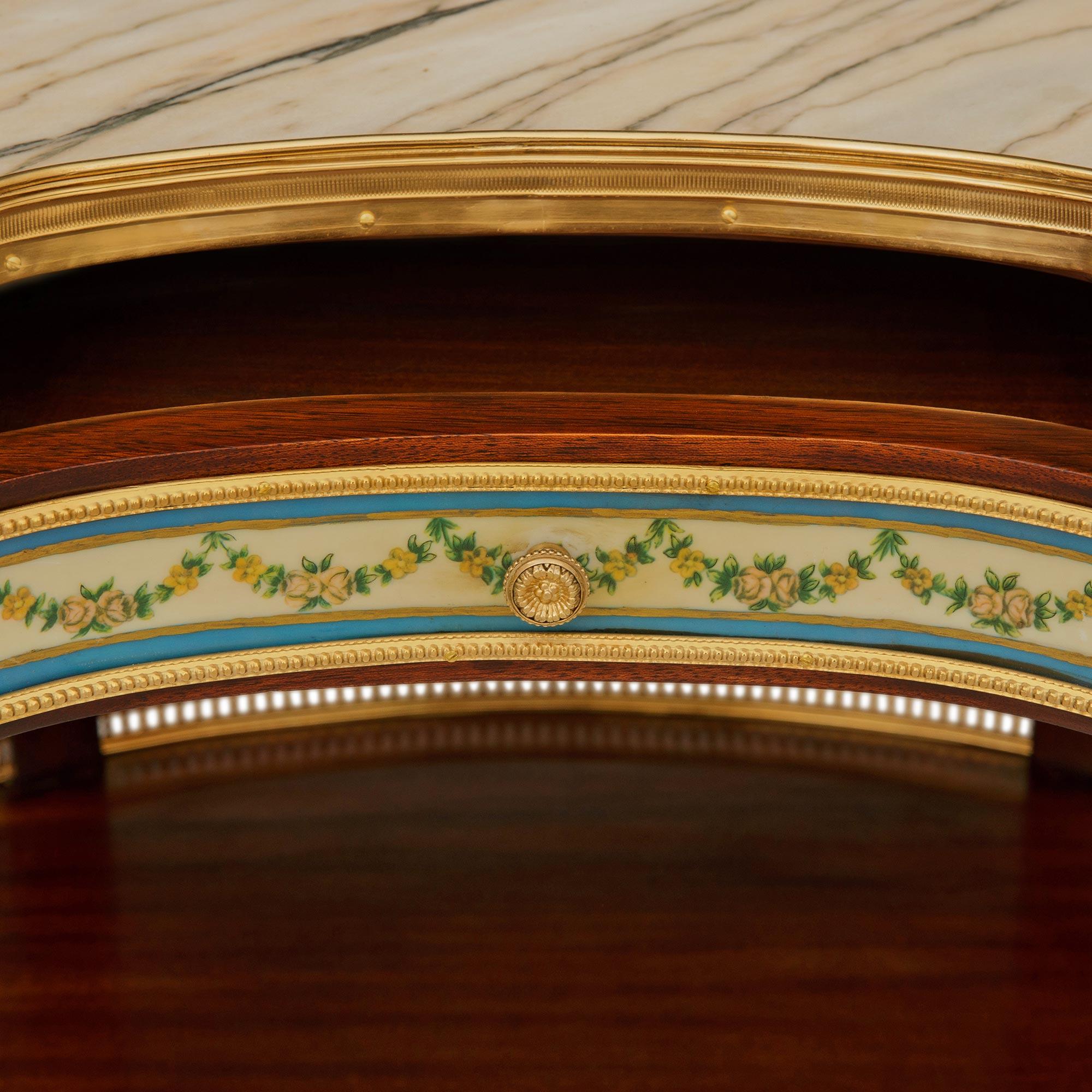 French 19th century Mahogany, Ormolu, Sévres Porcelain, and marble side table For Sale 3