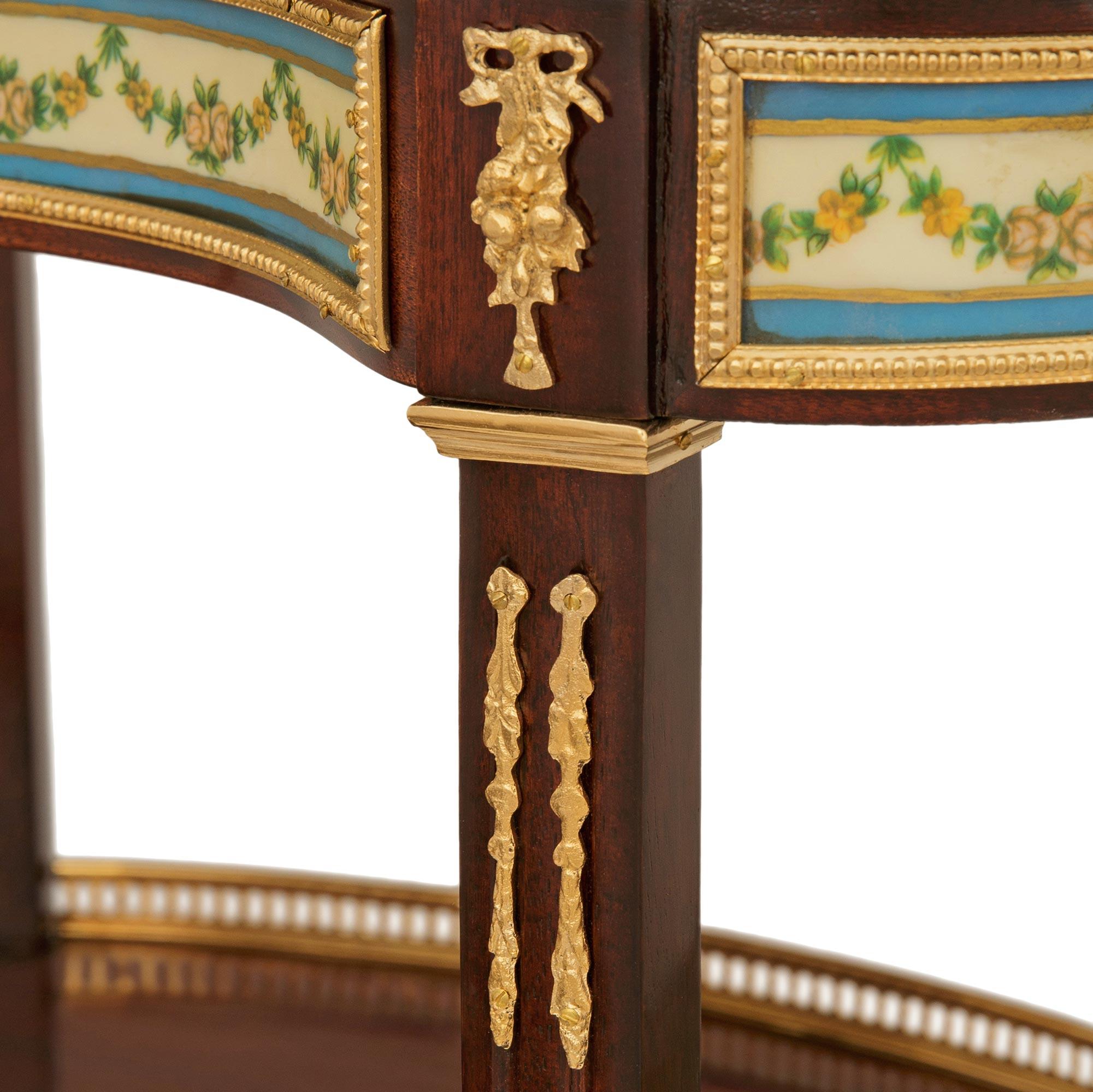 French 19th century Mahogany, Ormolu, Sévres Porcelain, and marble side table For Sale 4
