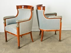 French 19th Century Mahogany Pair of Empire Arm Chairs