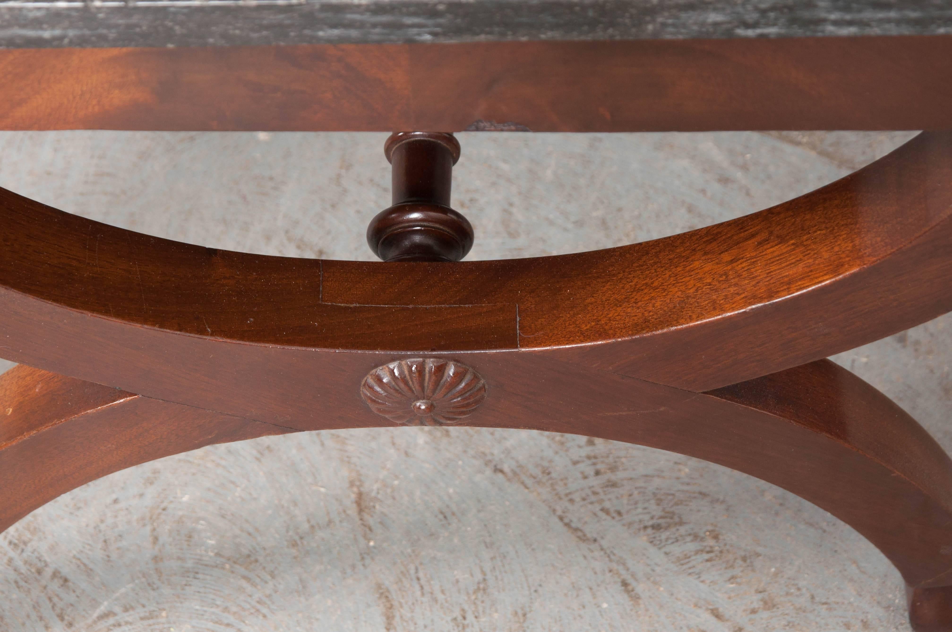 Marble French 19th Century Mahogany Restauration Coffee Cocktail Table