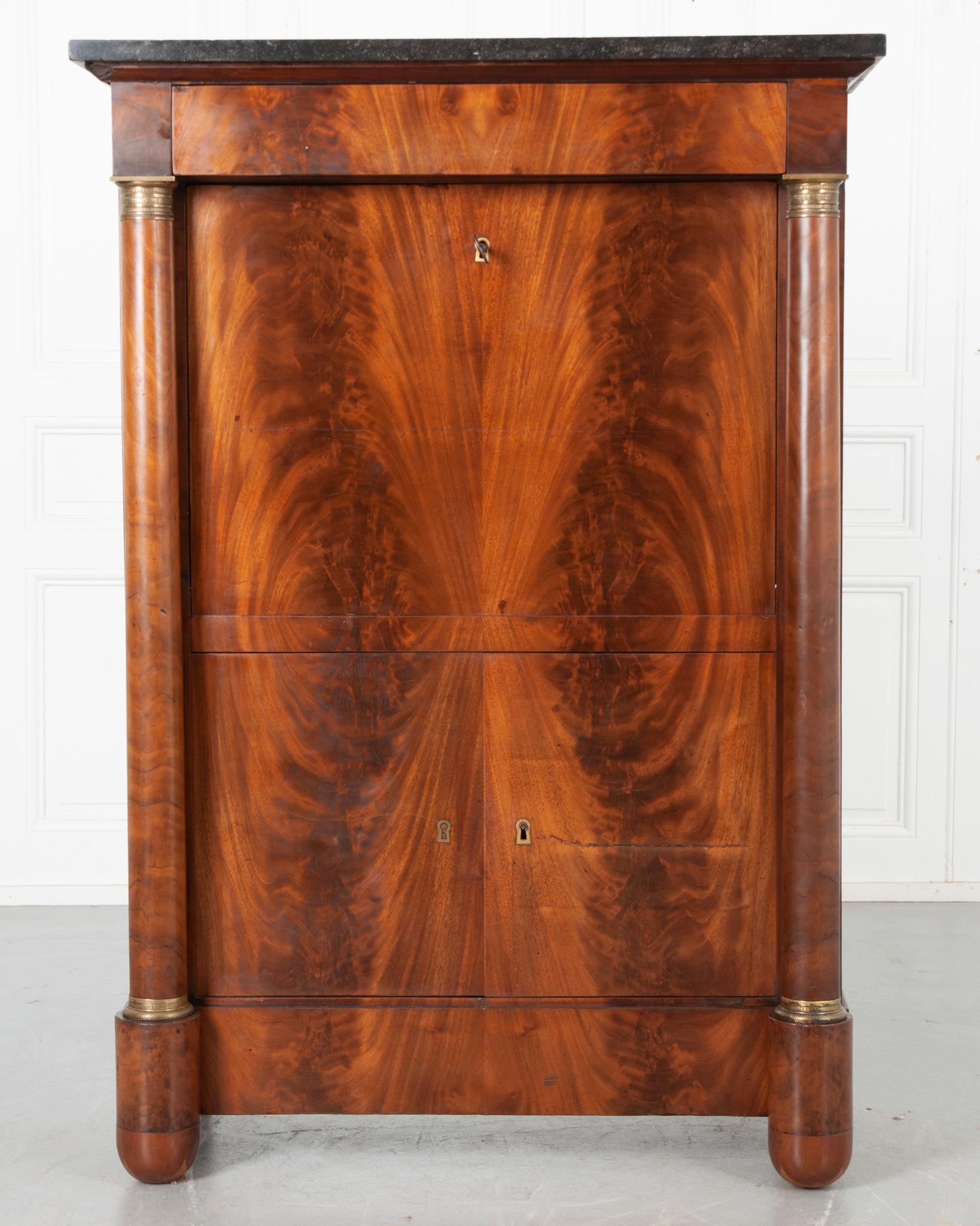 Empire French 19th Century Mahogany Secrétaire à Abattant