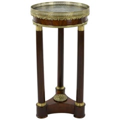 French 19th Century Mahogany Veneer Side Table with Marble Top