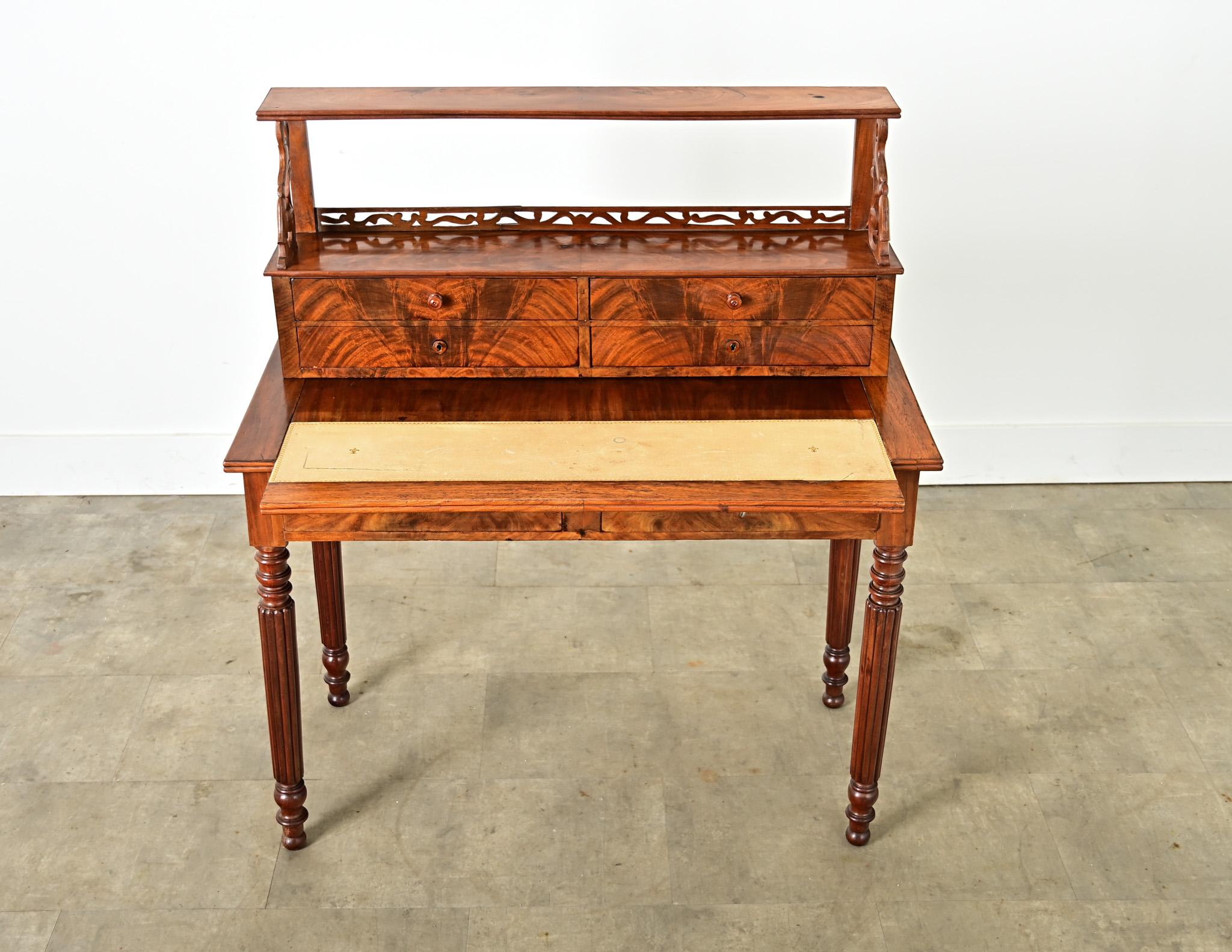 French Provincial French 19th Century Mahogany Writing Desk For Sale