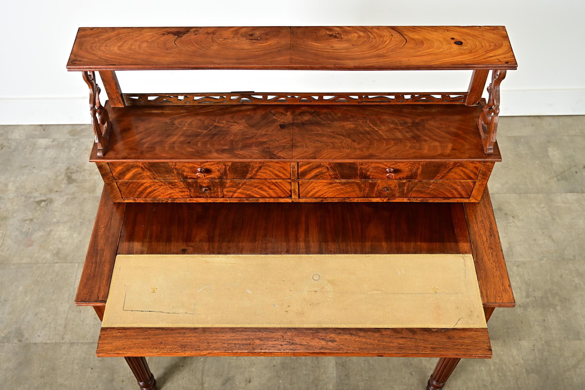 Carved French 19th Century Mahogany Writing Desk For Sale