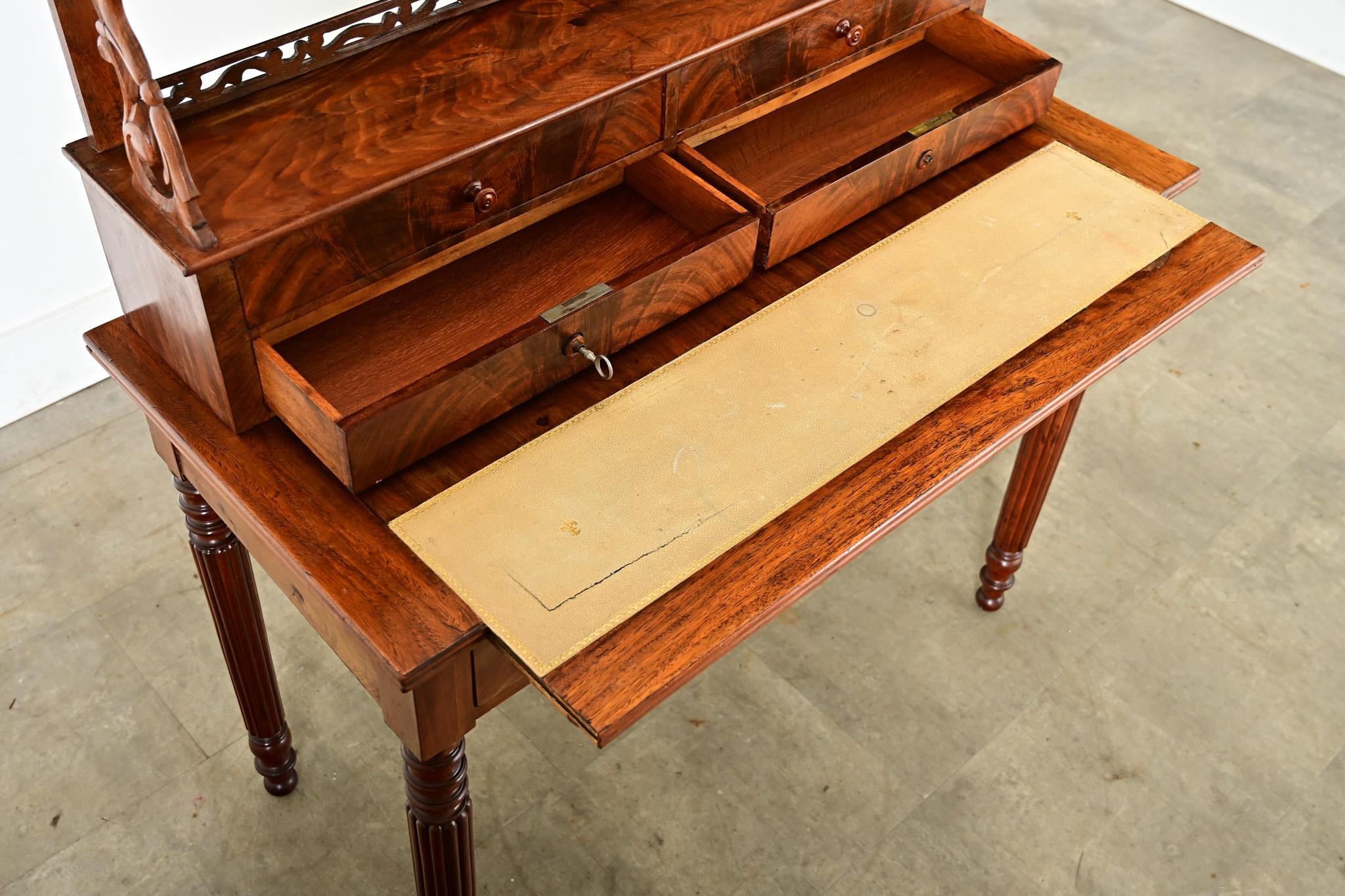 French 19th Century Mahogany Writing Desk In Good Condition For Sale In Baton Rouge, LA