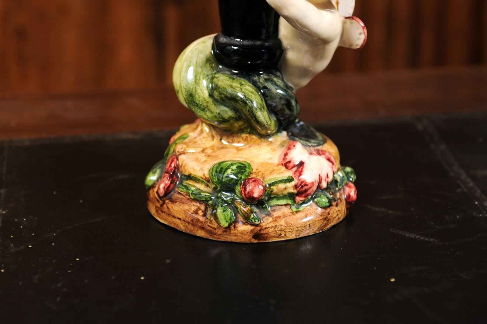 French 19th Century Majolica Flower Vase from Montigny-sur-Loing with Cherub 9