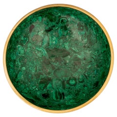 Bol de centre de table français du 19ème siècle en malachite et bronze doré