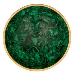 Bol de centre de table français du 19ème siècle en malachite et bronze doré
