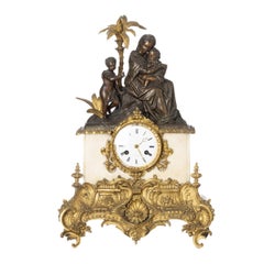 French 19th-century Mantel Clock - Virgin Mary, Christ, Saint John the Baptist