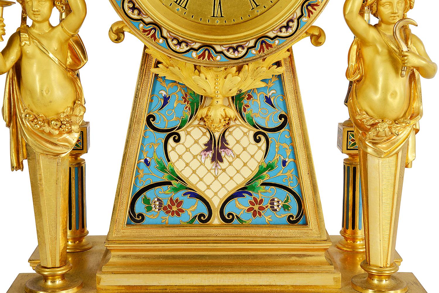 Gilt French 19th Century Mantle Clock For Sale
