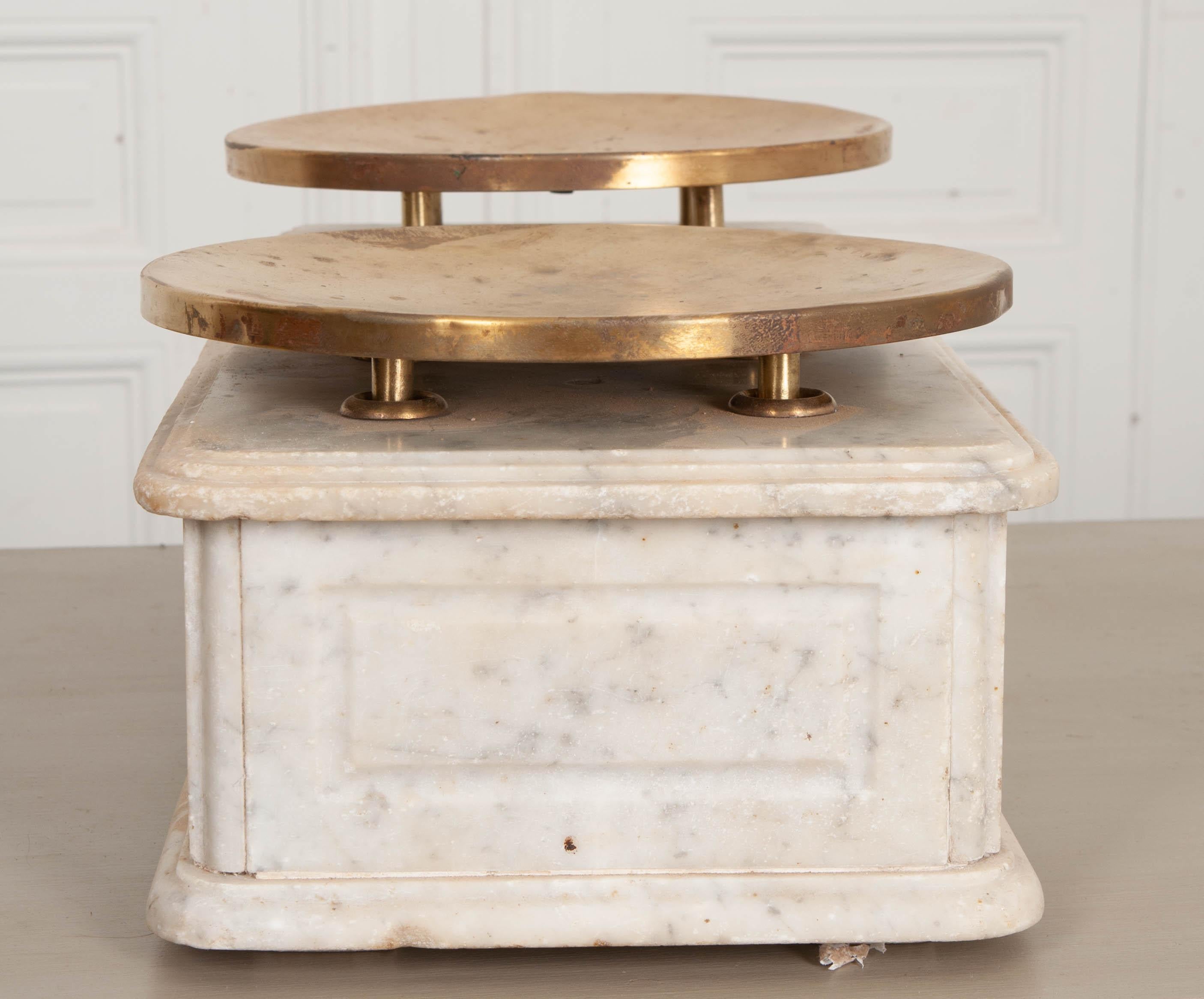 French 19th Century Marble and Brass Culinary Scale 3