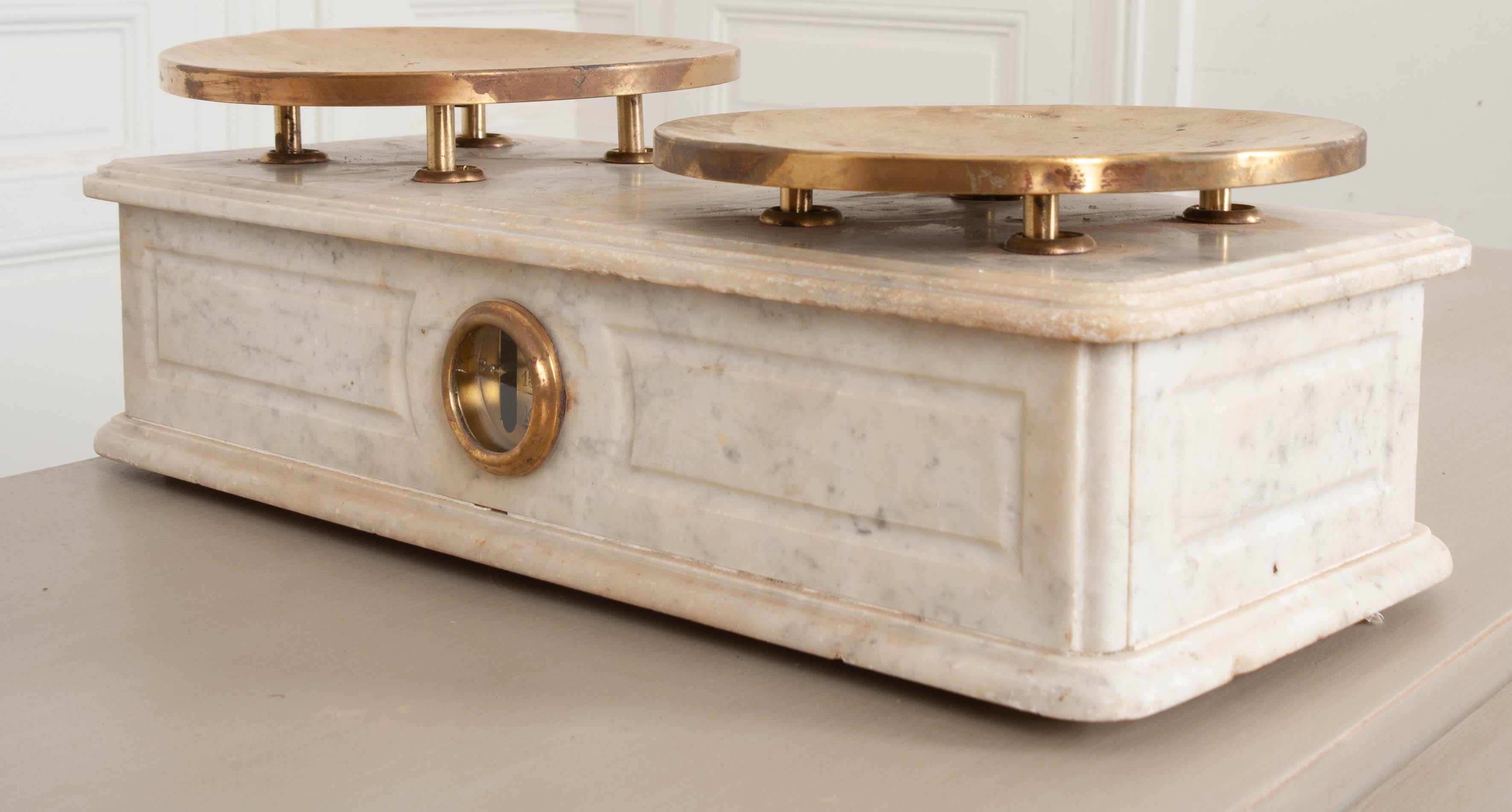 French 19th Century Marble and Brass Culinary Scale 4
