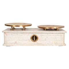 French 19th Century Marble and Brass Culinary Scale