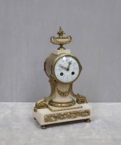 French 19th Century Marble and Bronze Gilt Mantel Clock