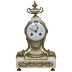 French 19th Century Marble and Bronze Gilt Mantel Clock