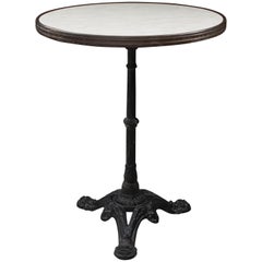French 19th Century Cultured Marble and Cast-Iron Bistro Table