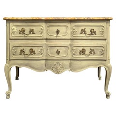Antique French 19th Century Marble and Cherry Louis XV Chest of drawers