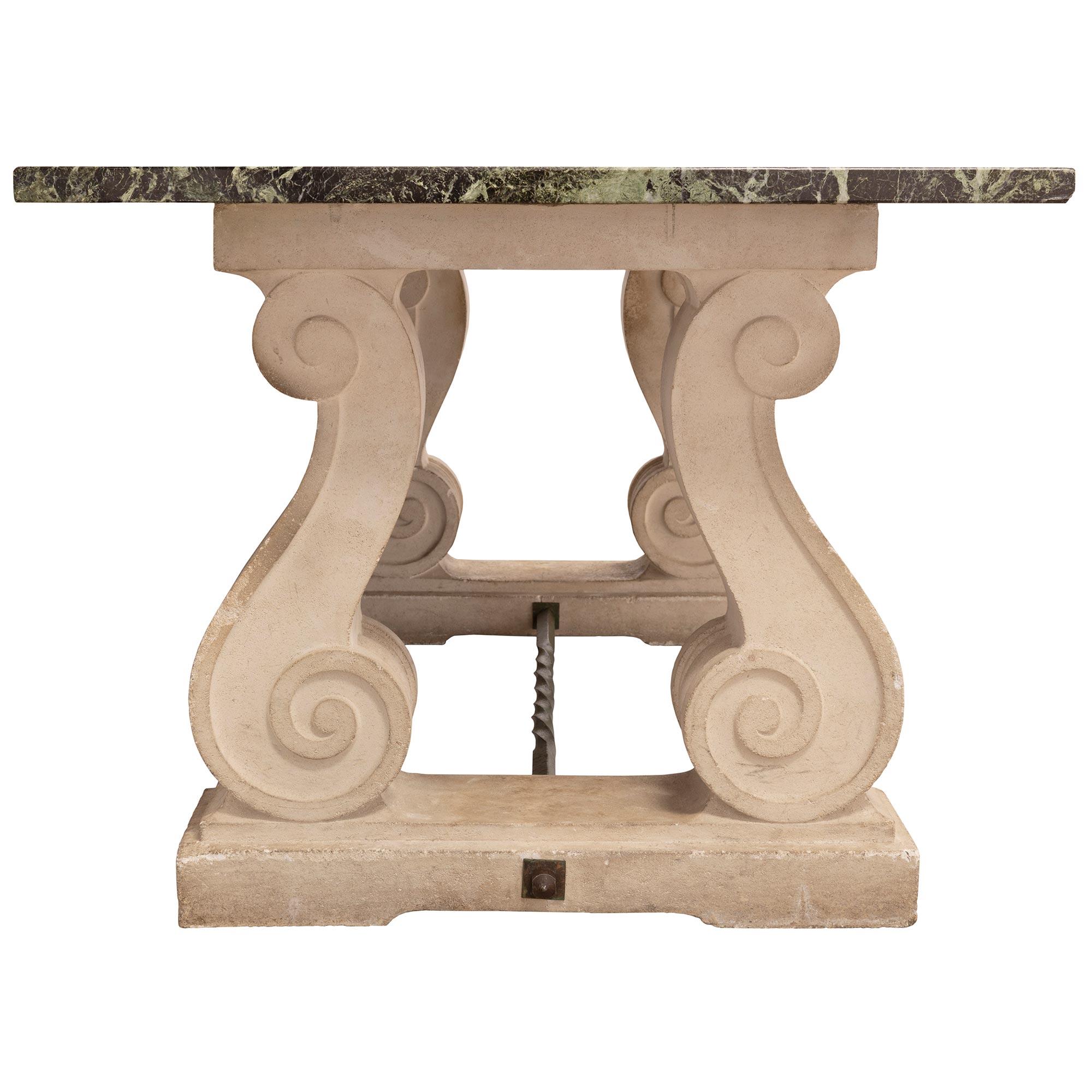 French 19th Century Marble and Limestone Center Table For Sale 1