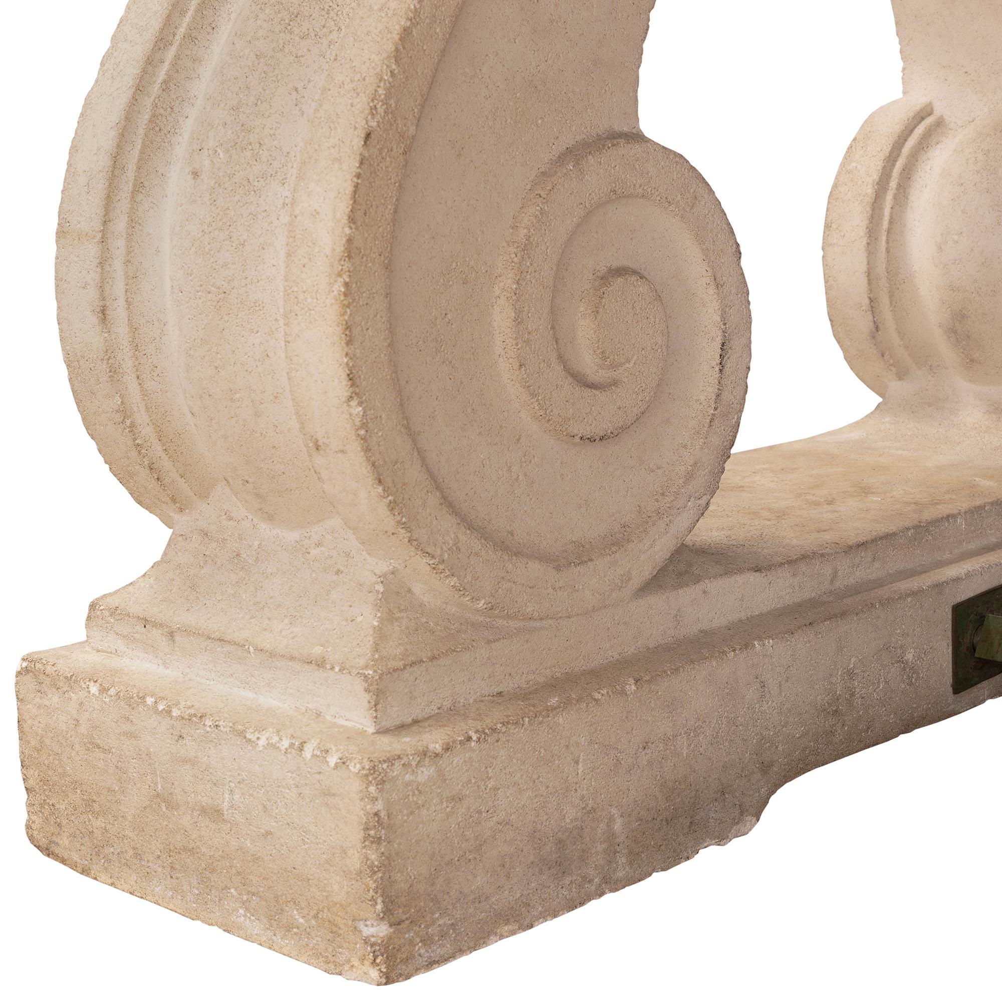 French 19th Century Marble and Limestone Center Table For Sale 4