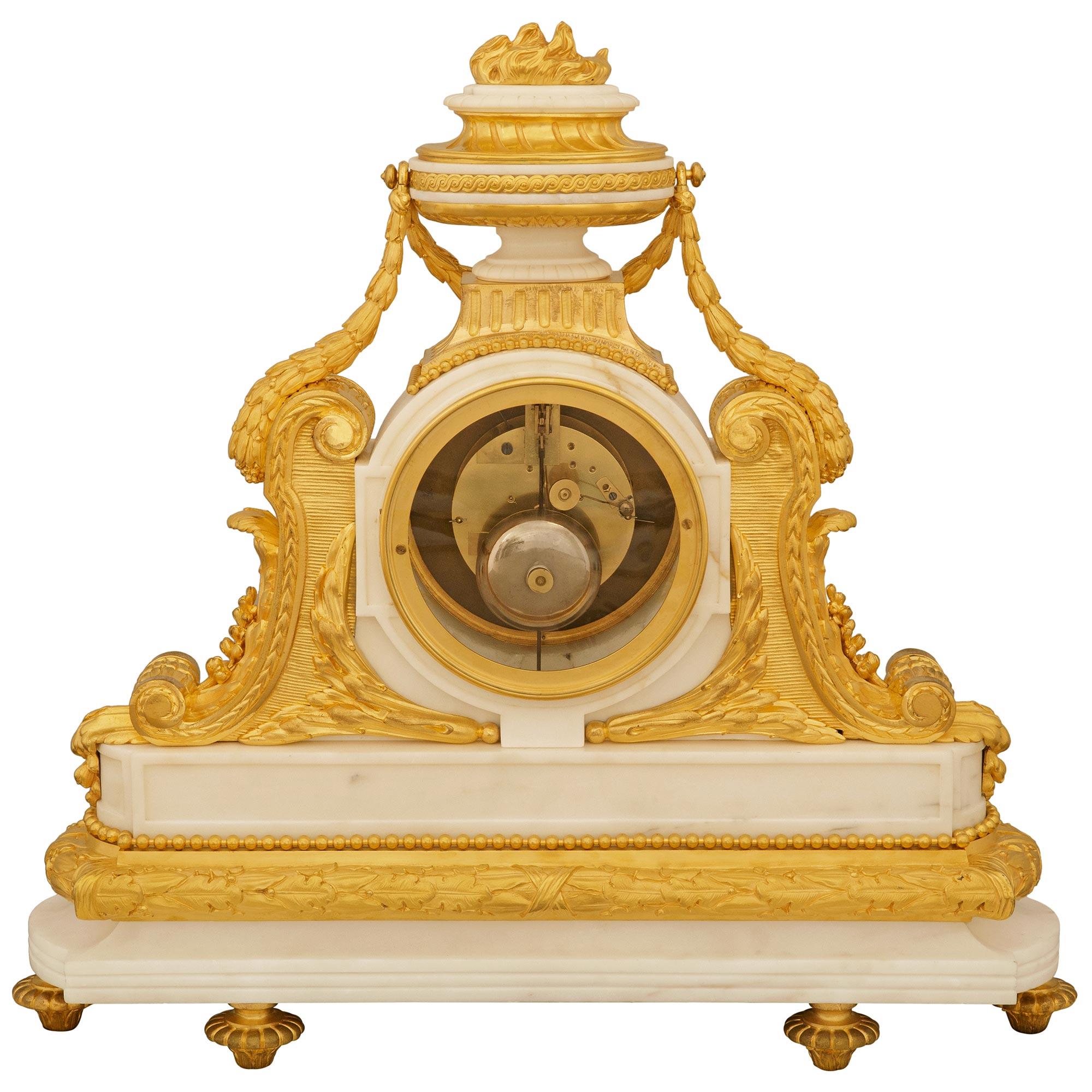 19th Century French 19th century Marble and Ormolu clock, by Chaumont & Languereau For Sale