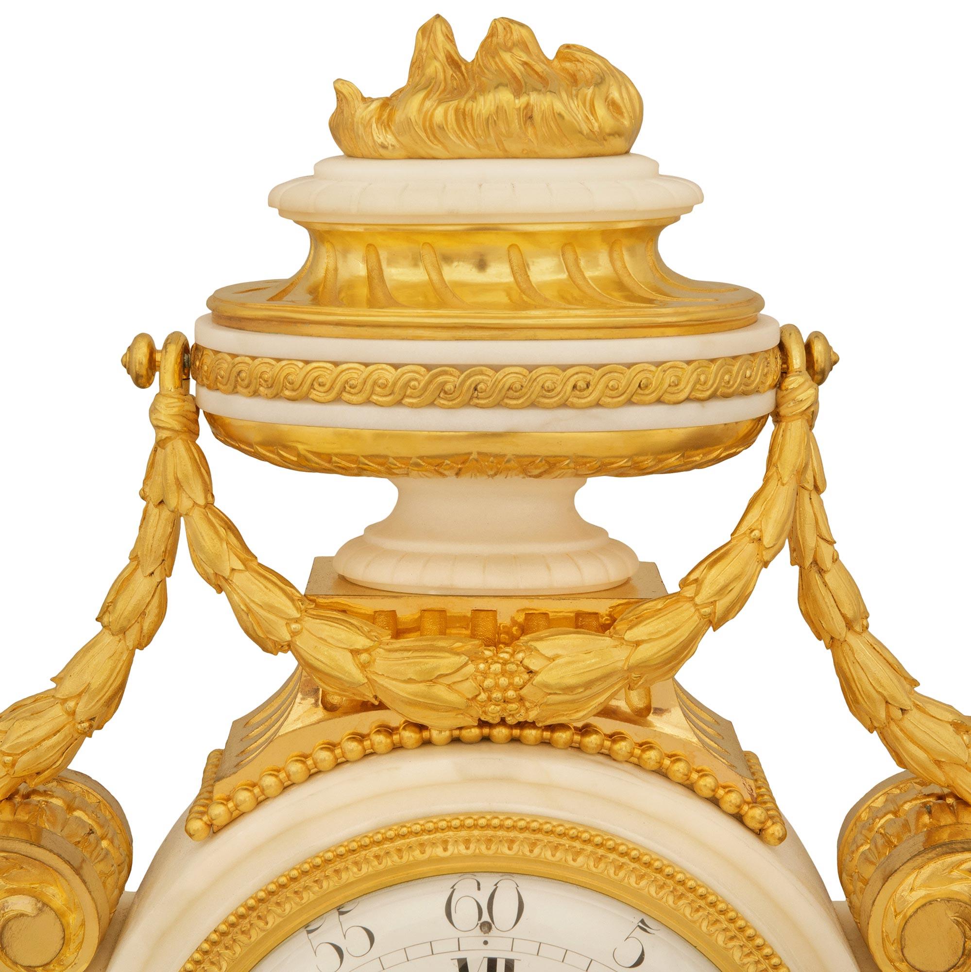 French 19th century Marble and Ormolu clock, by Chaumont & Languereau For Sale 1