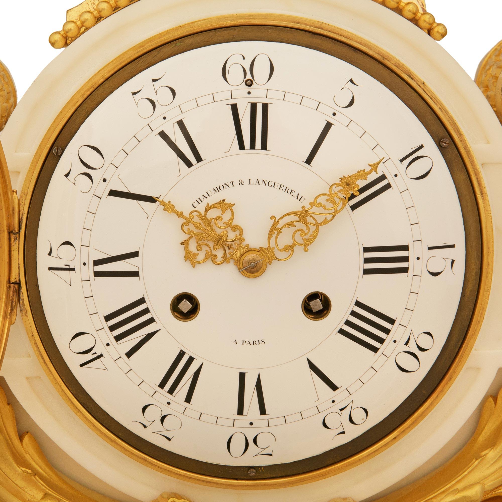 French 19th century Marble and Ormolu clock, by Chaumont & Languereau For Sale 2
