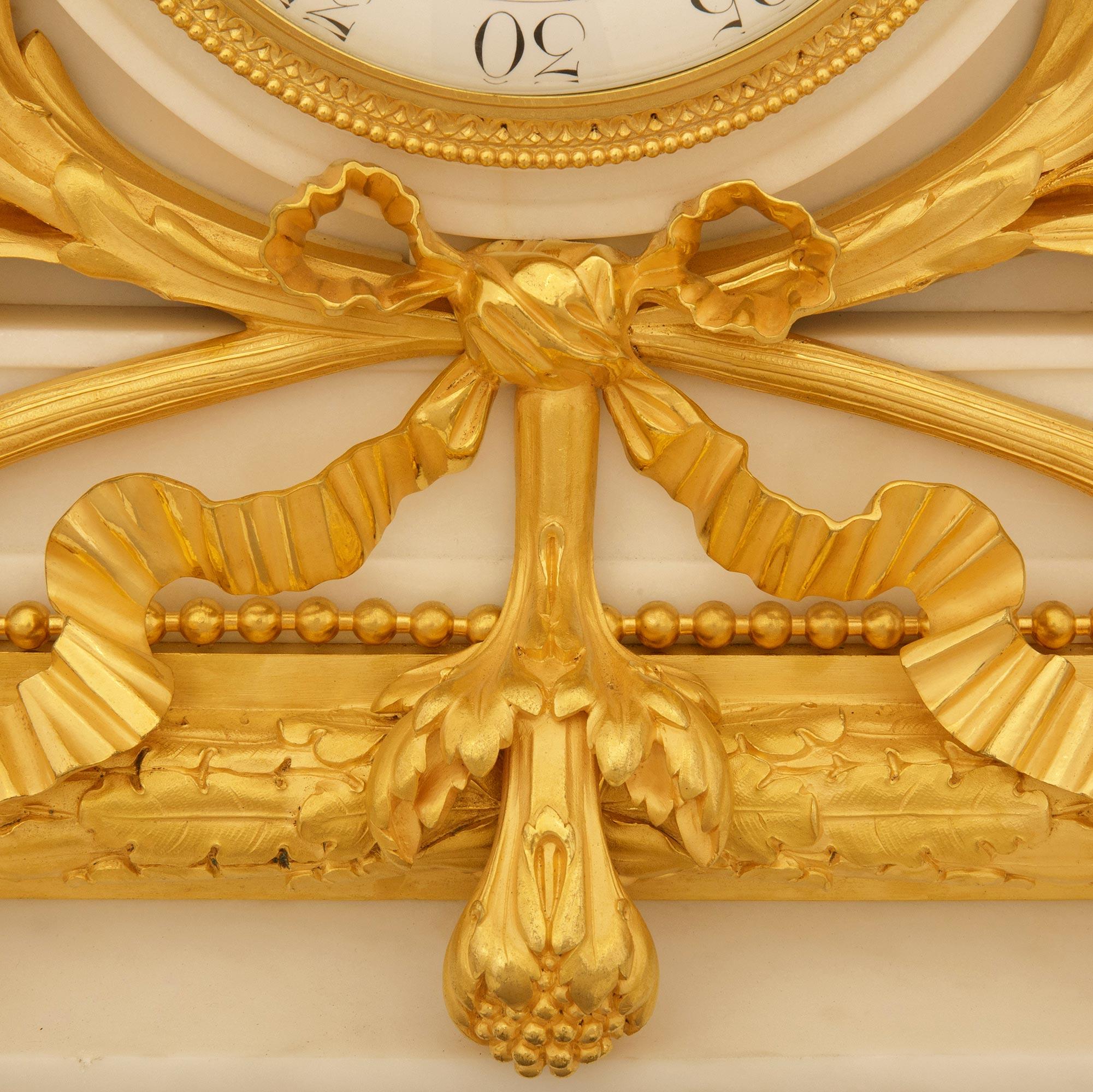 French 19th century Marble and Ormolu clock, by Chaumont & Languereau For Sale 3