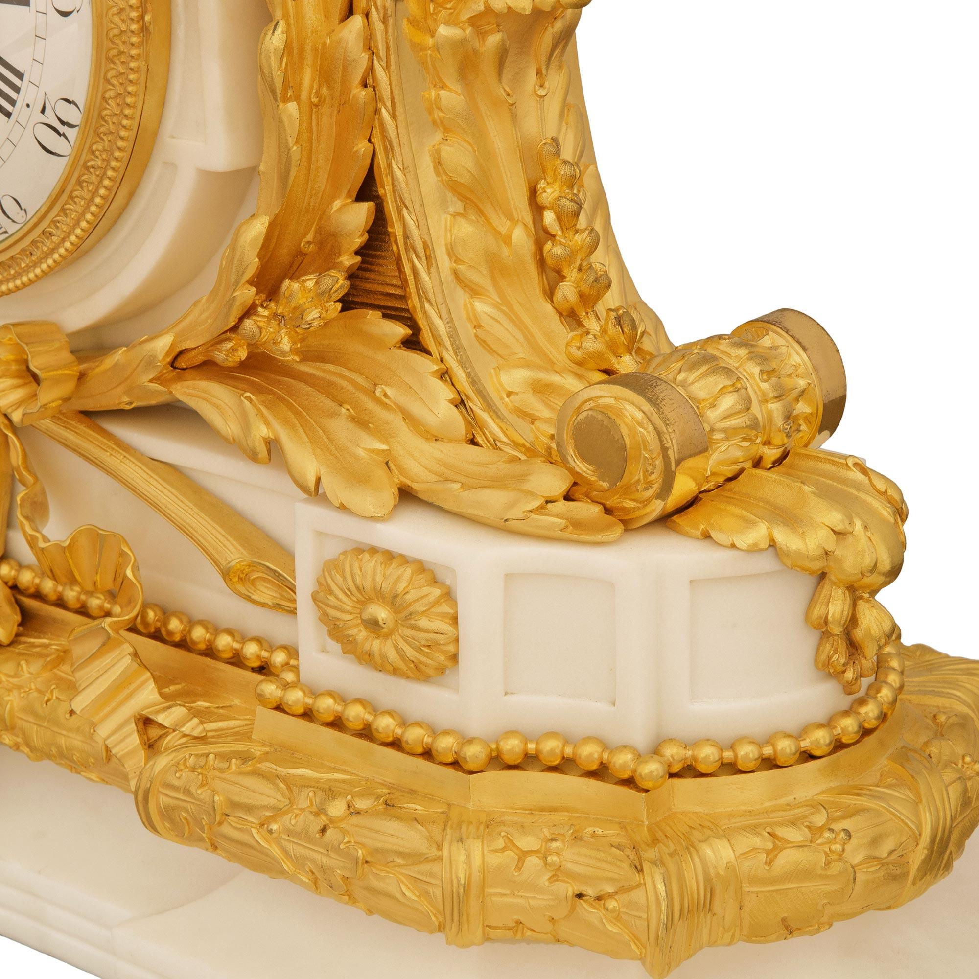 French 19th century Marble and Ormolu clock, by Chaumont & Languereau For Sale 4