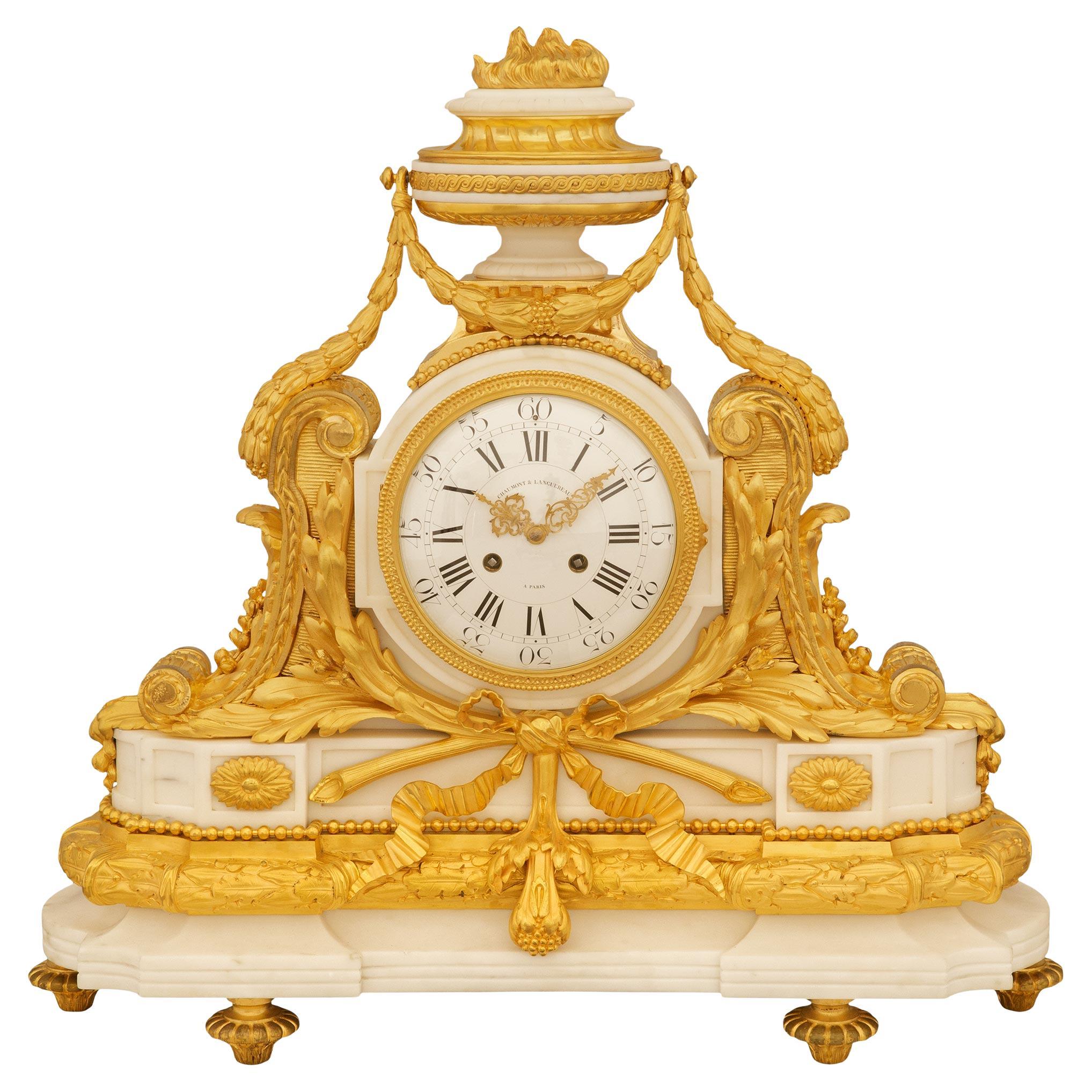 French 19th century Marble and Ormolu clock, by Chaumont & Languereau