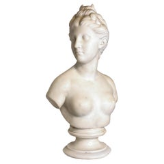 French 19th Century Marble Bust of Diana the Huntress After Jean-Antoine Houdin