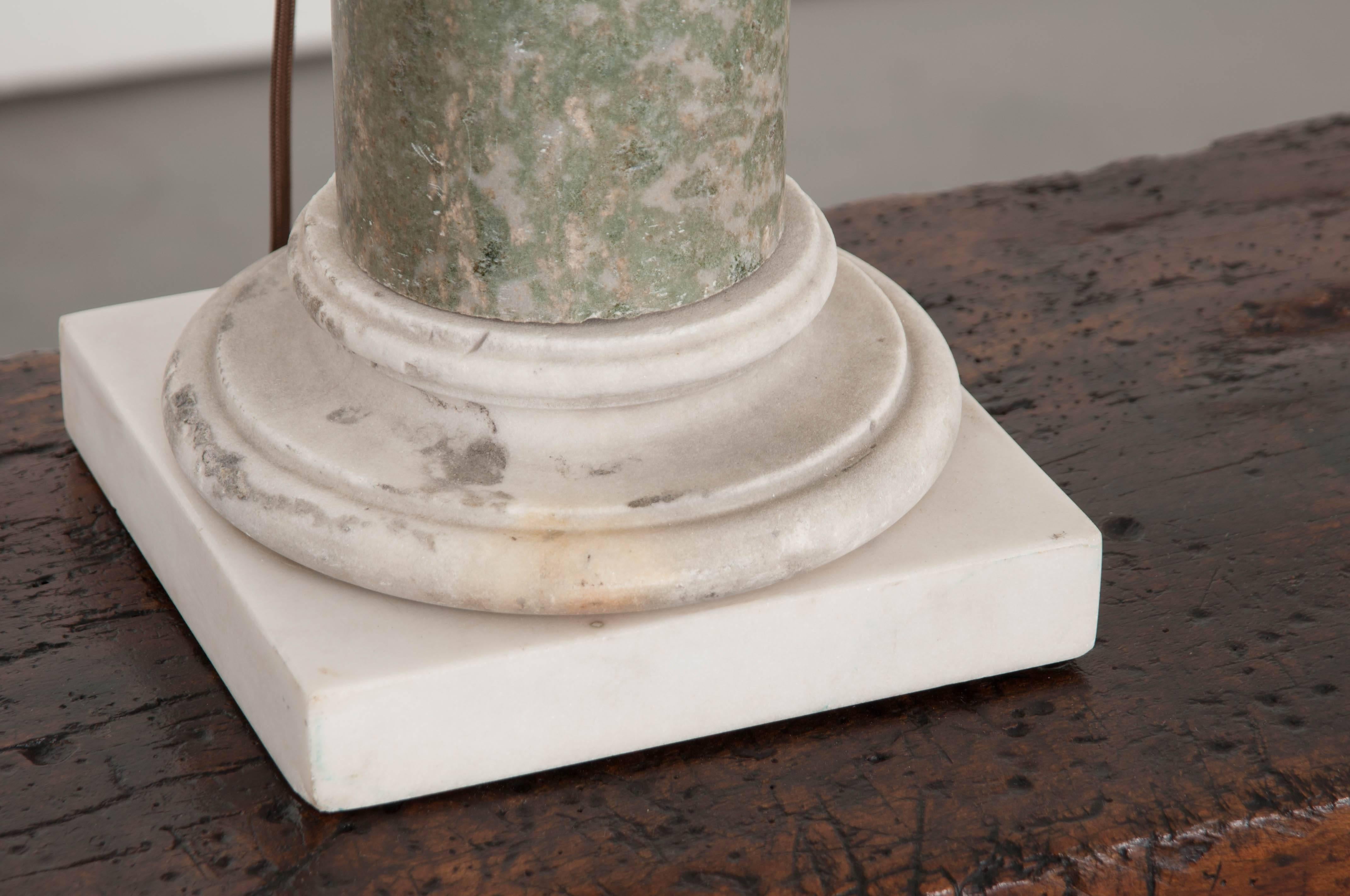 Neoclassical French 19th Century Marble Column Baluster Lamp