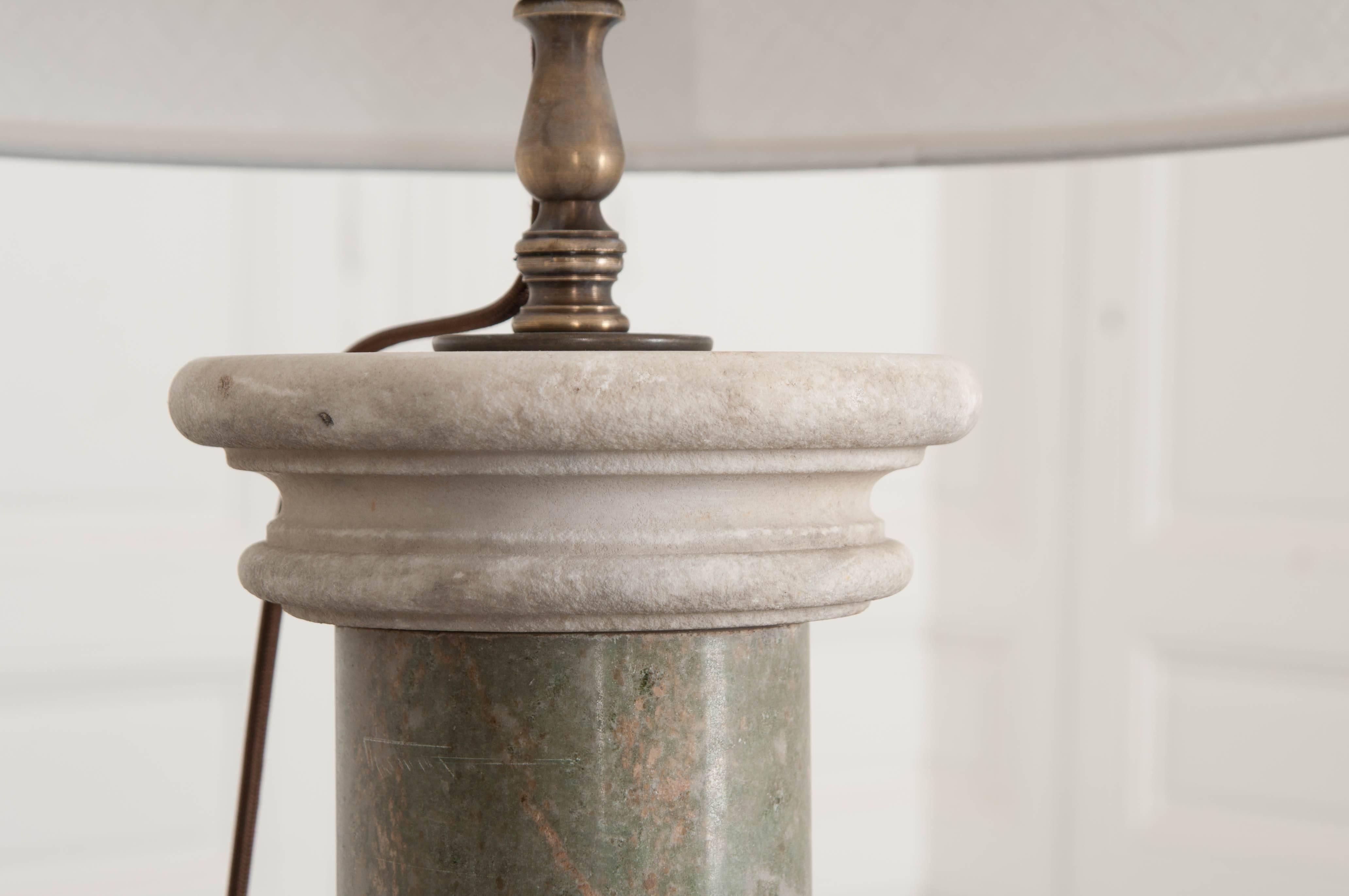 French 19th Century Marble Column Baluster Lamp In Good Condition In Baton Rouge, LA