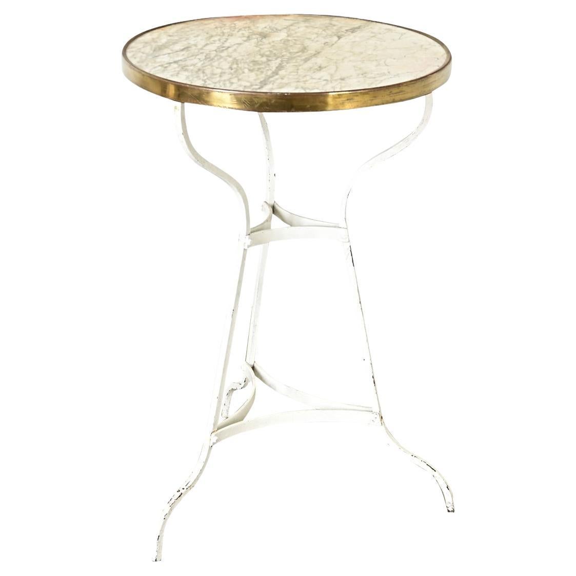 Table de bistrot française du 19ème siècle en marbre et fer