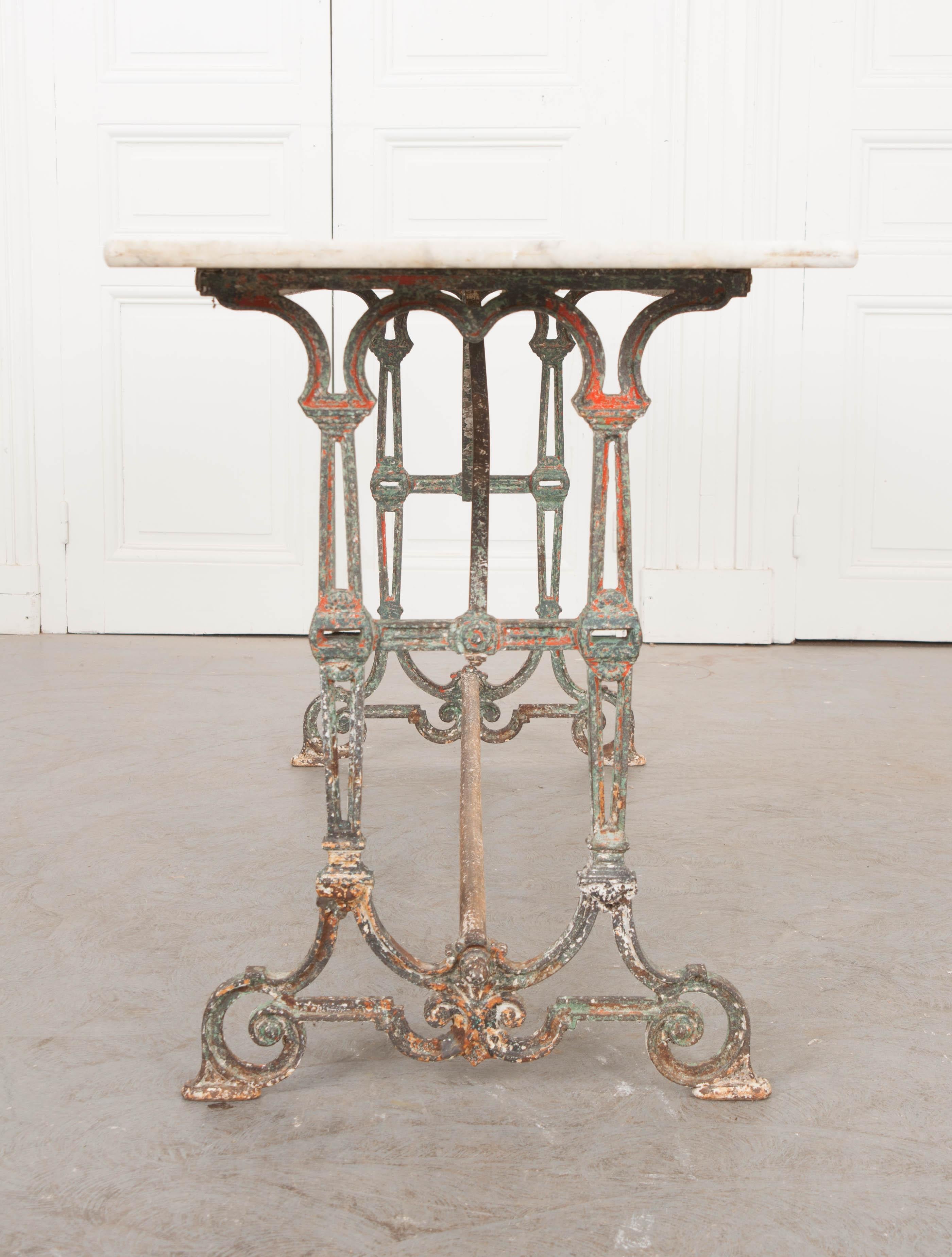 French 19th Century Marble-Top and Iron Bistro Table 13