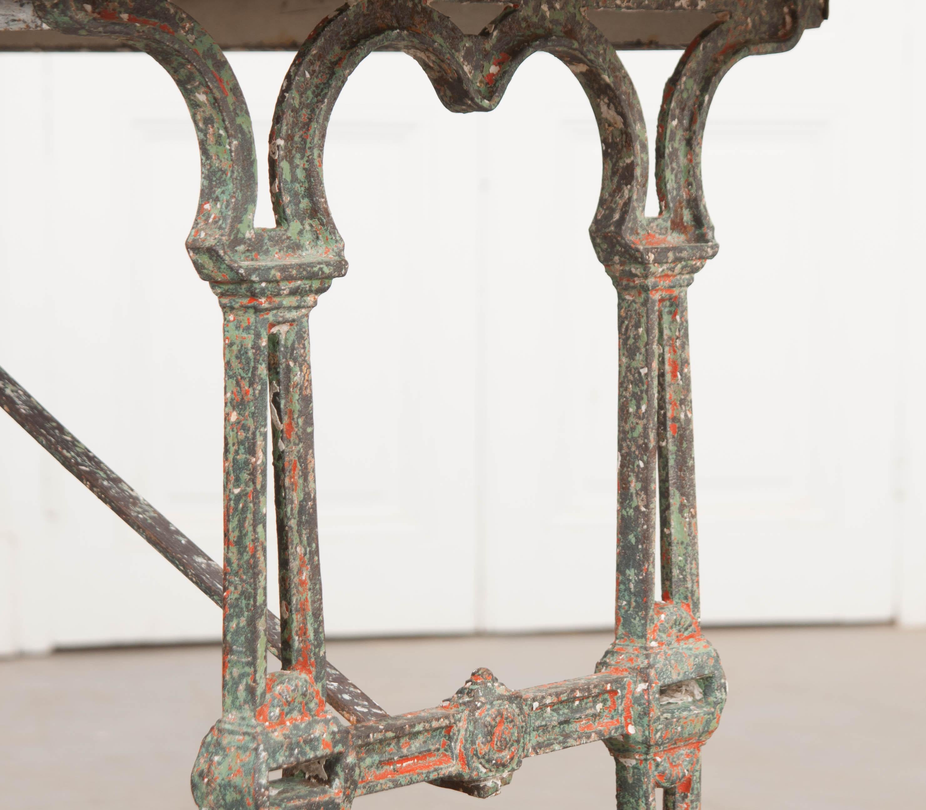 French 19th Century Marble-Top and Iron Bistro Table 1