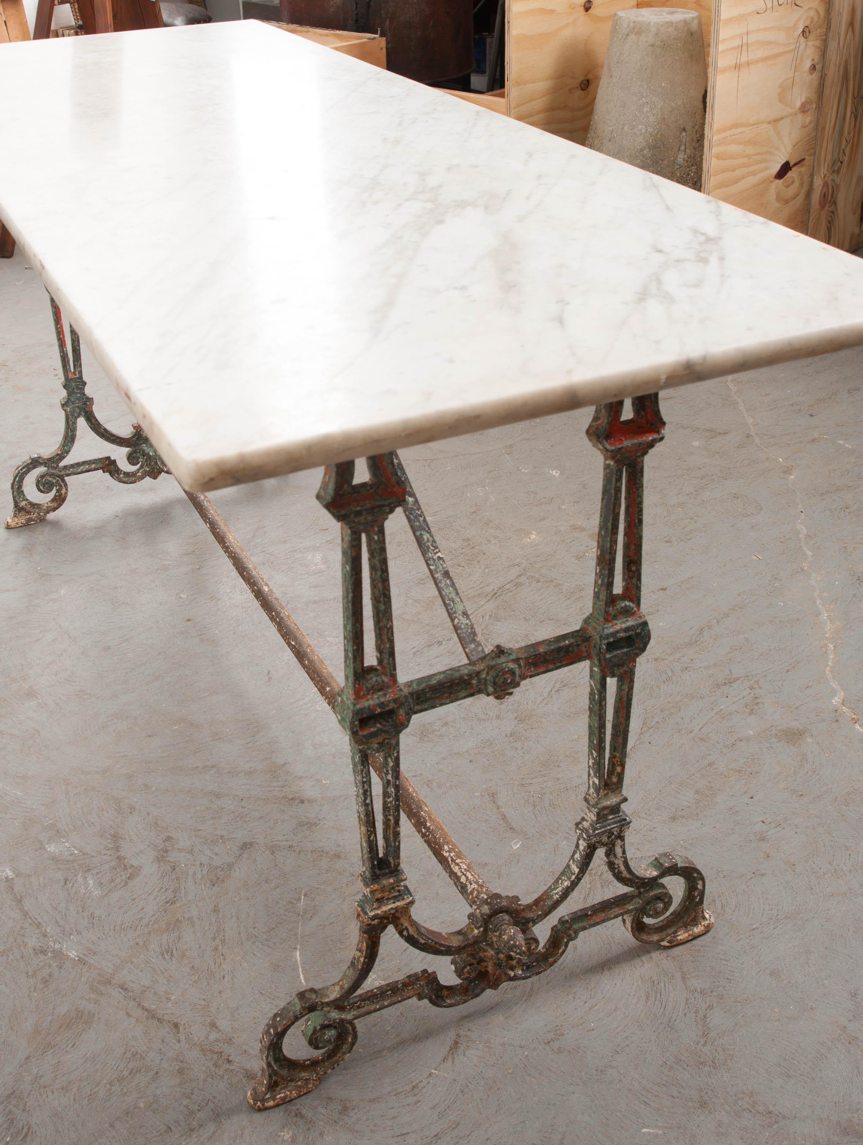 French 19th Century Marble-Top and Iron Bistro Table 3