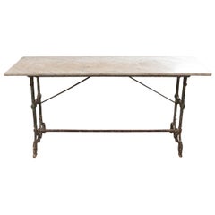 French 19th Century Marble-Top and Iron Bistro Table