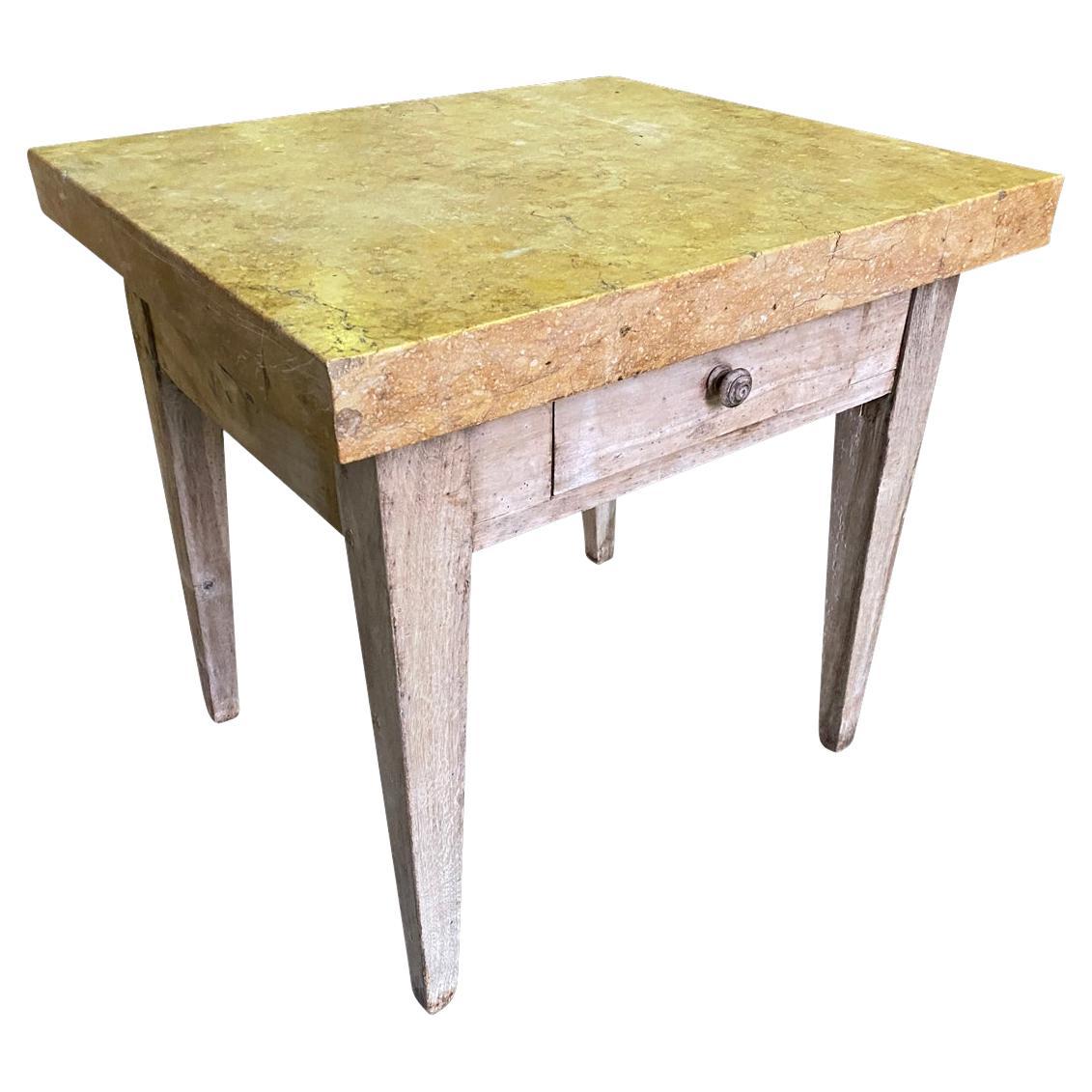 Billot francese del XIX secolo con piano in marmo