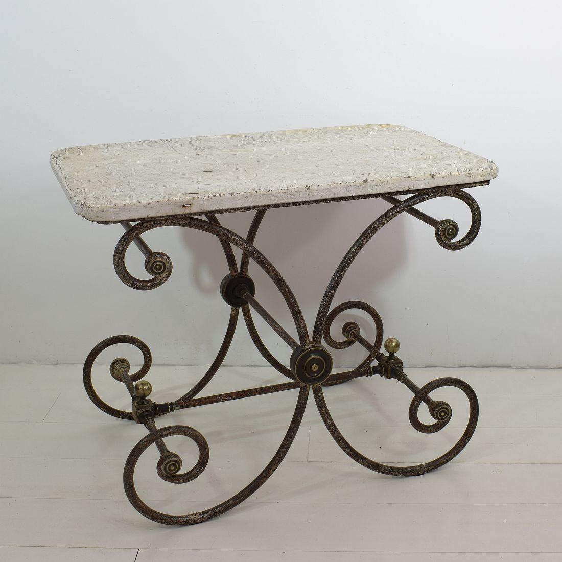 Belle Époque French 19th Century Marble-Top Butcher / Pastry Table