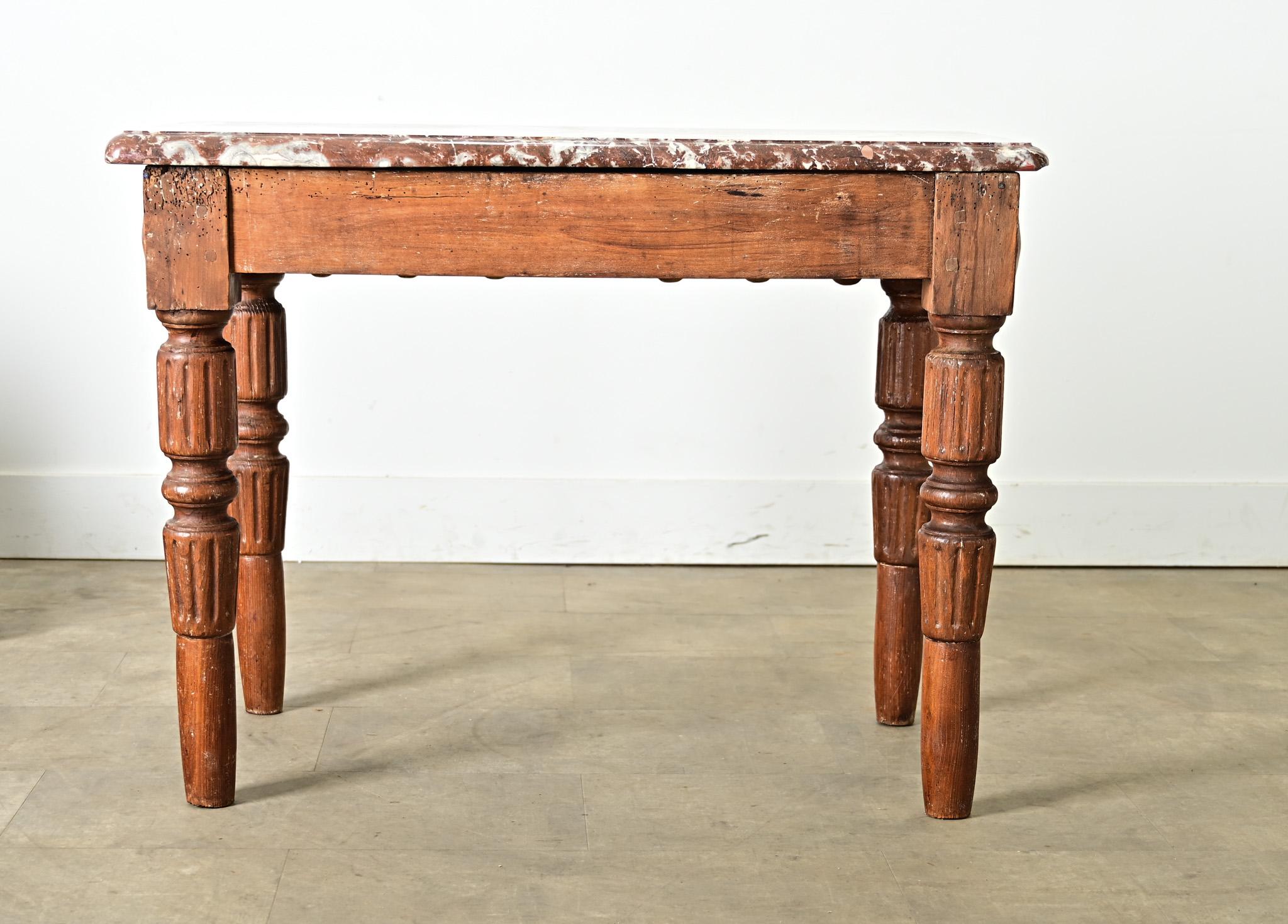 Table de boucherie française du 19ème siècle à plateau de marbre en vente 2