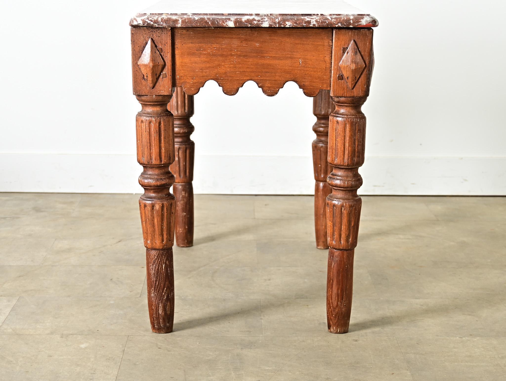 Table de boucherie française du 19ème siècle à plateau de marbre en vente 3